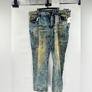 Royal Blue acid wash jeans trousers pants size 44 X 32